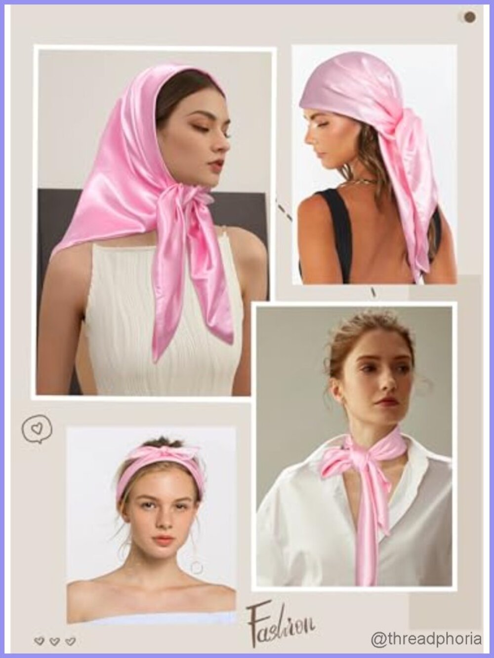 2Pc 35in Satin Silk Like Head Scarf Square Bandana Hair Wrap for Women - Picture 4 of 6